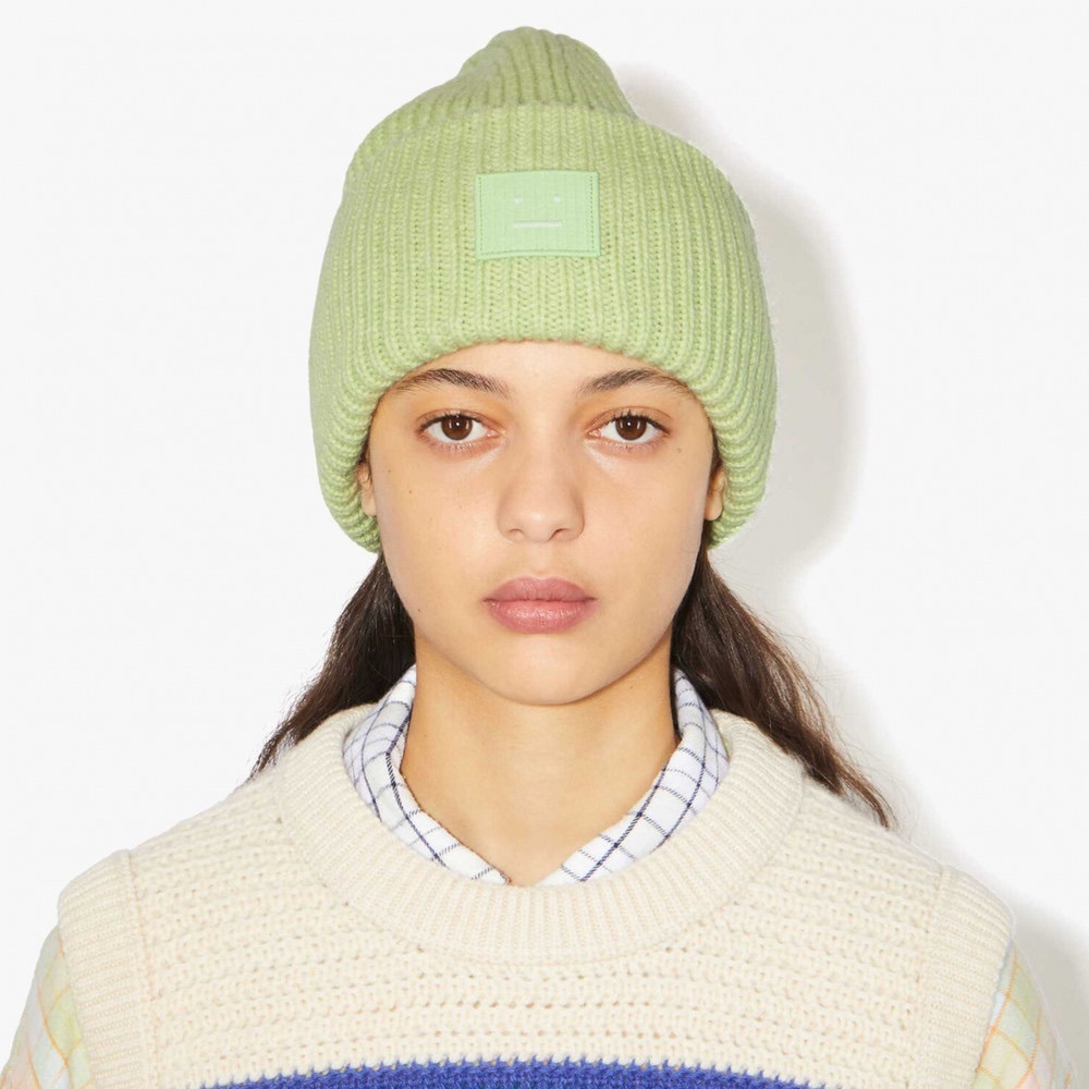 Acne Studios Large Face Patch Log Ribbed Beanie I… - image 3